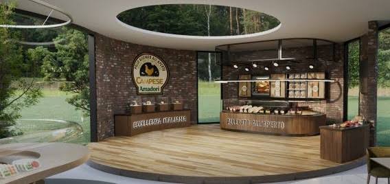 L'ambiente immersivo 3D di AMAverso progettato per raccontare la filiera del pollo Il Campese. Fuente: Amadori